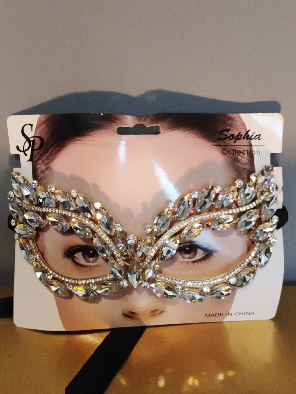 Sophia Collection Gold Crystal Masquerade Eye Mask Halloween